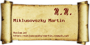 Miklusovszky Martin névjegykártya